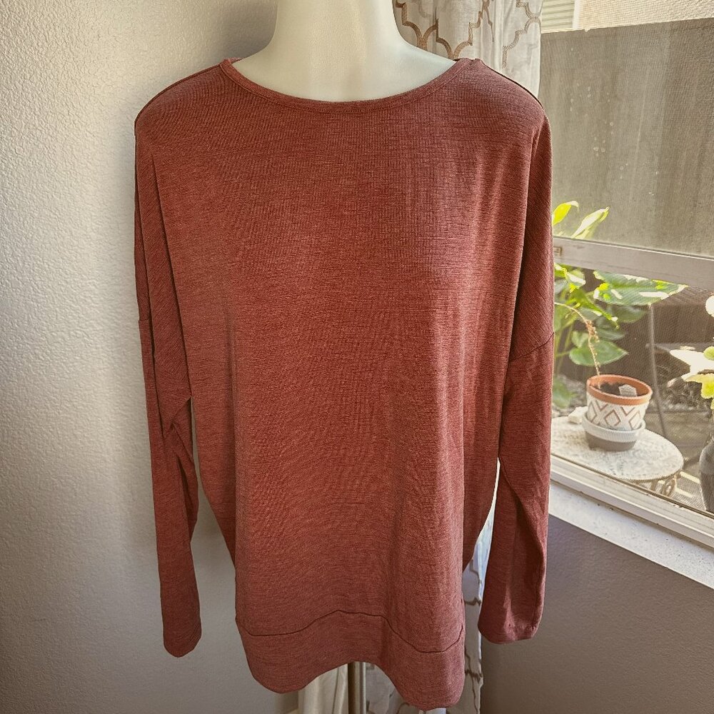 Apana Long Sleeve Crossover Back Shirt Size Large
